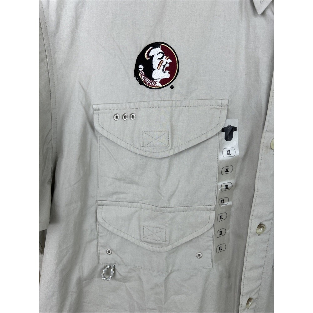 NWT Columbia PFG FSU Seminoles Short Sleeve Beige Vented Fishing Shirt XL VGC - Picture 4 of 16